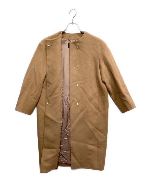 23区（ニジュウサンク）23区 (ニジュウサンク) アンゴラブレンドノーカラーコート ブラウン サイズ:SIZE 32の古着・服飾アイテム
