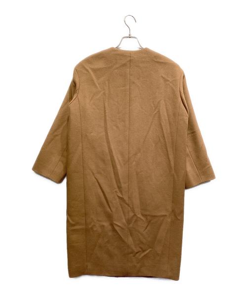23区（ニジュウサンク）23区 (ニジュウサンク) アンゴラブレンドノーカラーコート ブラウン サイズ:SIZE 32の古着・服飾アイテム
