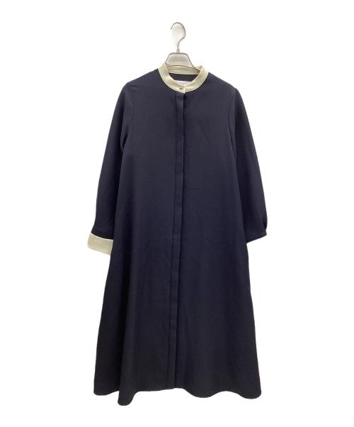 SHIPS any（シップスエニィ）SHIPS any (シップスエニィ) ダブルクロス Aライン シャツワンピース ネイビー サイズ:Fの古着・服飾アイテム