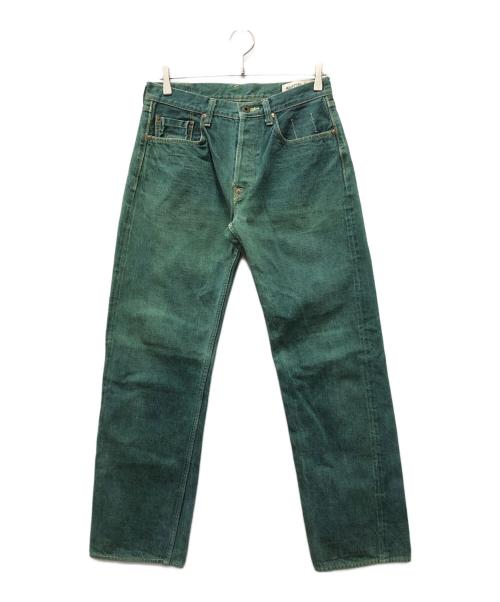 KAPITAL（キャピタル）KAPITAL (キャピタル) 草木染め シンチバック セルビッチ デニムパンツ グリーン サイズ:38の古着・服飾アイテム