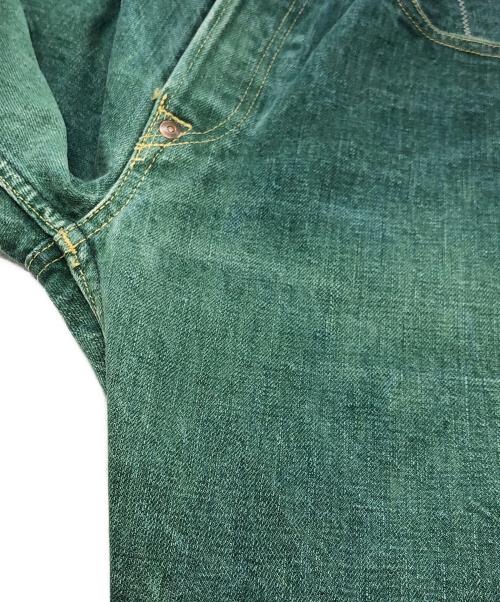 KAPITAL（キャピタル）KAPITAL (キャピタル) 草木染め シンチバック セルビッチ デニムパンツ グリーン サイズ:38の古着・服飾アイテム