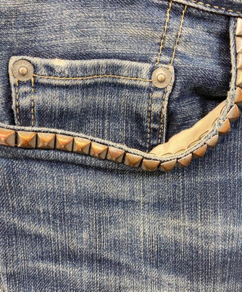 Hysteric Glamour（ヒステリックグラマー）Hysteric Glamour (ヒステリックグラマー) スタッズダメージデニムパンツ インディゴ サイズ:71cm (W28)の古着・服飾アイテム