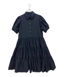 trefle+1（トレフルプラスワン）の古着「パフスリーブティアードワンピース」｜ネイビー