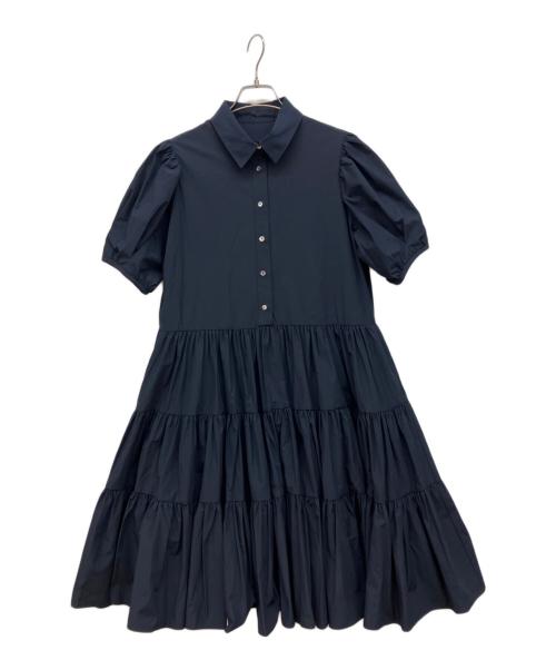 trefle+1（トレフルプラスワン）trefle+1 (トレフルプラスワン) パフスリーブティアードワンピース ネイビー サイズ:F 未使用品の古着・服飾アイテム