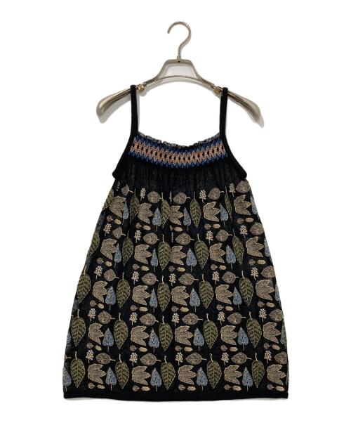 mina perhonen（ミナ ペルホネン）mina perhonen (ミナ ペルホネン) コットンチュールメッシュキャミ ブラックの古着・服飾アイテム