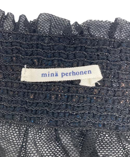 mina perhonen（ミナ ペルホネン）mina perhonen (ミナ ペルホネン) コットンチュールメッシュキャミ ブラックの古着・服飾アイテム