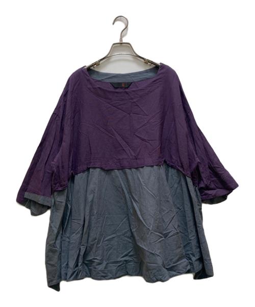 MOYURU（モユル）MOYURU (モユル) 切替ブラウス パープル サイズ:M-Ⅼの古着・服飾アイテム