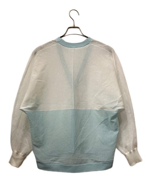 LOUNIE（ルーニー）LOUNIE (ルーニー) バイカラーシアーカーディガン ホワイト×ブルー サイズ:Fの古着・服飾アイテム