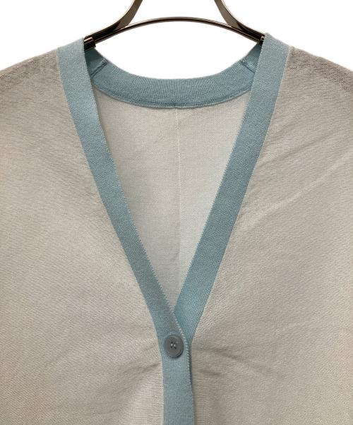 LOUNIE（ルーニー）LOUNIE (ルーニー) バイカラーシアーカーディガン ホワイト×ブルー サイズ:Fの古着・服飾アイテム