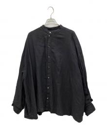 nest Robe（ネストローブ）の古着「タックスリーブバンドカラーブラウス」｜チャコールグレー