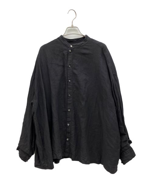 nest Robe（ネストローブ）nest Robe (ネストローブ) タックスリーブバンドカラーブラウス チャコールグレー サイズ:Ｆの古着・服飾アイテム