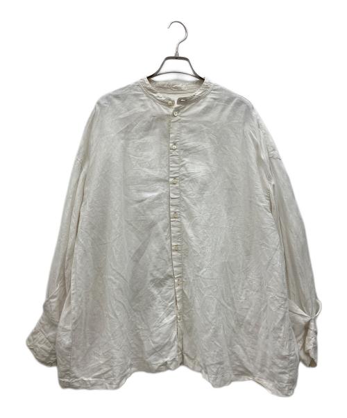 nest Robe（ネストローブ）nest Robe (ネストローブ) タックスリーブバンドカラーブラウス ホワイト サイズ:Ｆの古着・服飾アイテム