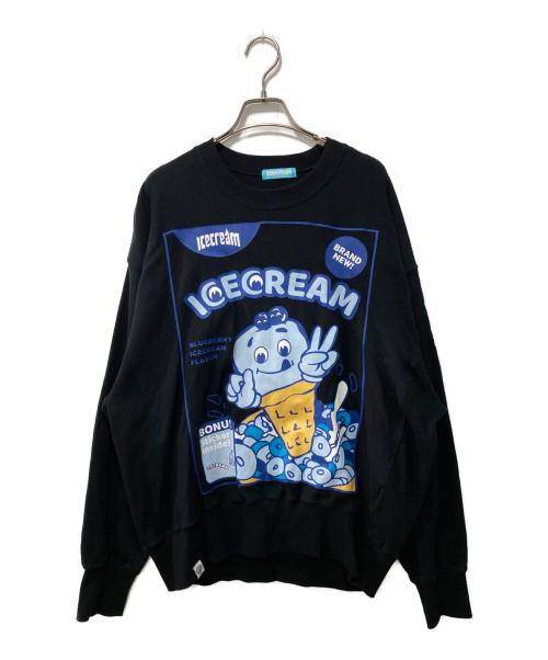 ICE CREAM（アイスクリーム）Ice Cream (アイスクリーム) COTTON SWEATSHIRT ICECREAM PACKAGE ブラック サイズ:Mの古着・服飾アイテム