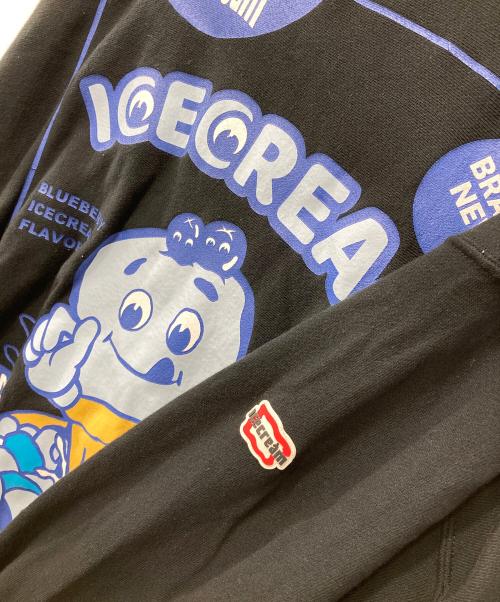 ICE CREAM（アイスクリーム）Ice Cream (アイスクリーム) COTTON SWEATSHIRT ICECREAM PACKAGE ブラック サイズ:Mの古着・服飾アイテム