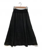 BEARDSLEYビアズリー）の古着「ウエスト切替 リネンスカート」｜ブラック