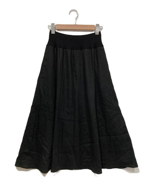 BEARDSLEY（ビアズリー）BEARDSLEY (ビアズリー) ウエスト切替 リネンスカート ブラックの古着・服飾アイテム