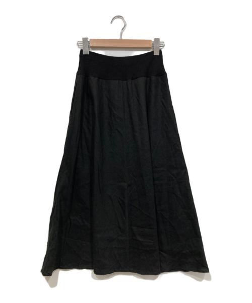 BEARDSLEY（ビアズリー）BEARDSLEY (ビアズリー) ウエスト切替 リネンスカート ブラックの古着・服飾アイテム