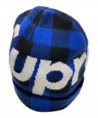 SUPREMEシュプリーム）の古着「Big Logo Beanie-Royal Plaid」｜ブルー×ブラック