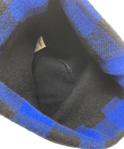 SUPREME（シュプリーム）SUPREME (シュプリーム) Big Logo Beanie-Royal Plaid ブルー×ブラックの古着・服飾アイテム