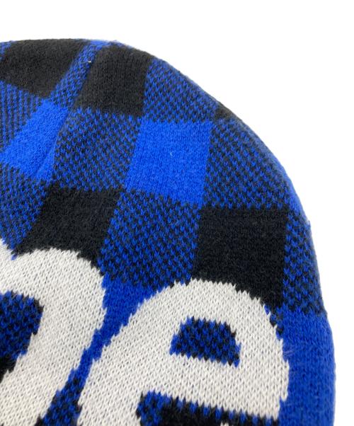SUPREME（シュプリーム）SUPREME (シュプリーム) Big Logo Beanie-Royal Plaid ブルー×ブラックの古着・服飾アイテム