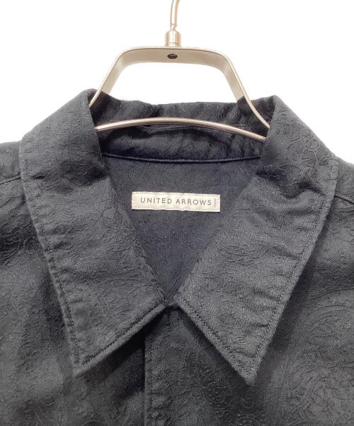 UNITED ARROWS（ユナイテッドアローズ）UNITED ARROWS (ユナイテッドアローズ) ペイズリー ジャガード オープンカラー ショートスリーブシャツ ブラック サイズ:Lの古着・服飾アイテム