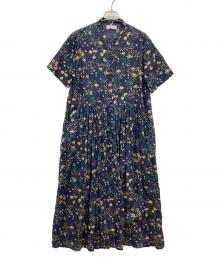 SOIL（ソイル）の古着「COTTON FLOWER PRINT BANDED COLLAR DRESS」｜ネイビー