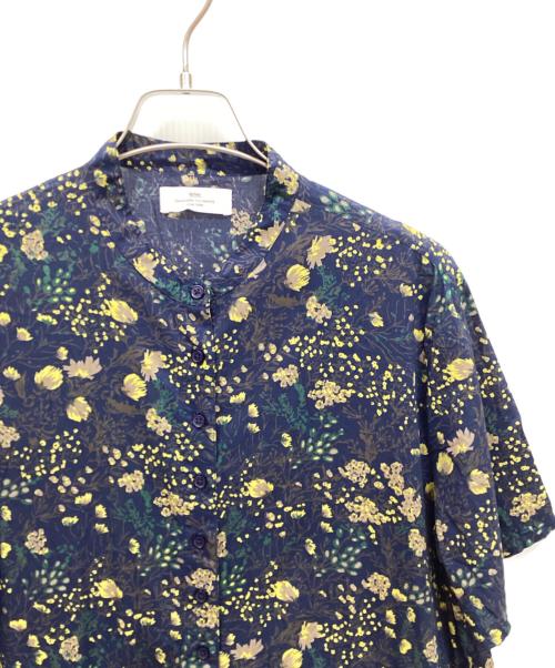 SOIL（ソイル）SOIL (ソイル) COTTON FLOWER PRINT BANDED COLLAR DRESS ネイビー サイズ:2の古着・服飾アイテム