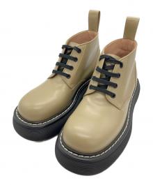 BOTTEGA VENETA（ボッテガベネタ）の古着「The Bounce プラットフォームレースアップブーツ」｜ベージュ