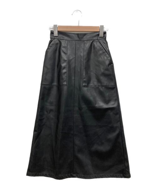 Rouge vif（ルージュヴィフ）Rouge vif (ルージュヴィフ) エコレザーフレアスカート ブラック サイズ:36の古着・服飾アイテム