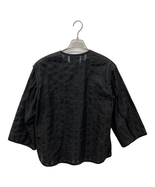 VERMEIL par iena（ヴェルメイユ パー イエナ）VERMEIL par iena (ヴェルメイユ パー イエナ) シャドーチェックカラミジャケット　ノーカラージャケット ブラック サイズ:FREEの古着・服飾アイテム