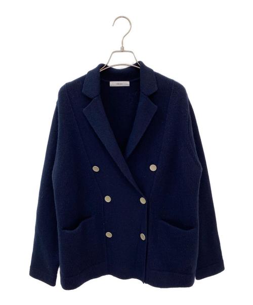 ebure（エブール）ebure (エブール) ウールカシミア ニットジャケット ネイビー サイズ:38の古着・服飾アイテム