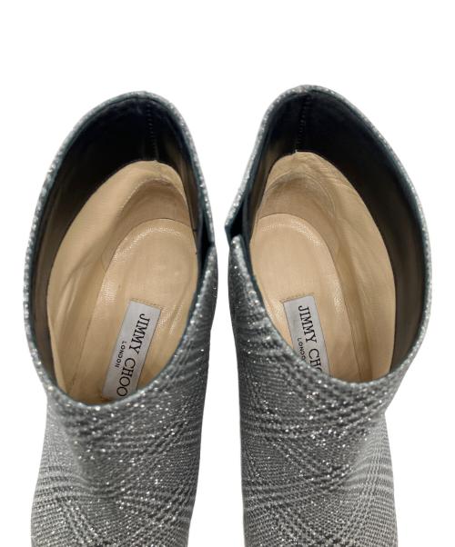 JIMMY CHOO（ジミーチュウ）JIMMY CHOO (ジミーチュウ) MARINDA65 プリンス オブ スター / グリッターショートブーツ シルバー サイズ:37 1/2の古着・服飾アイテム