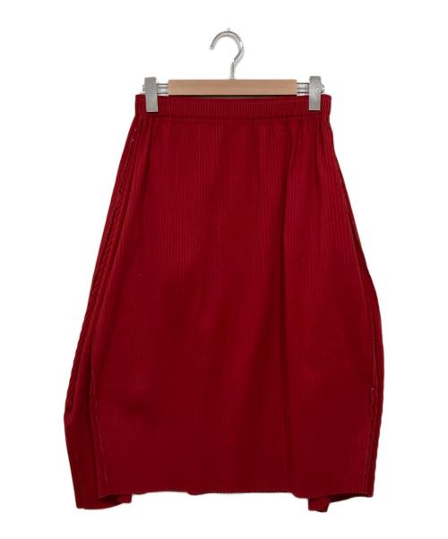 me ISSEY MIYAKE（ミーイッセイ ミヤケ）me ISSEY MIYAKE (ミーイッセイ ミヤケ) プリーツ加工 バルーン スカート レッド サイズ:Freeの古着・服飾アイテム