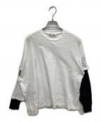 ENFOLDエンフォルド）の古着「LAYERED LONG SLEEVE　レイヤードロングスリーブ」｜ホワイト×ブラック