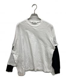 ENFOLD（エンフォルド）の古着「LAYERED LONG SLEEVE　レイヤードロングスリーブ」｜ホワイト×ブラック