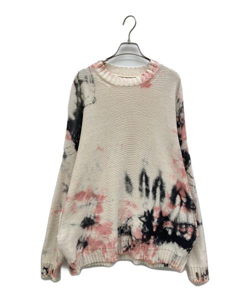 KAPITAL（キャピタル）KAPITAL (キャピタル) 5G Cotton Knit Dolman Sweater アイボリー×ピンク サイズ:1の古着・服飾アイテム