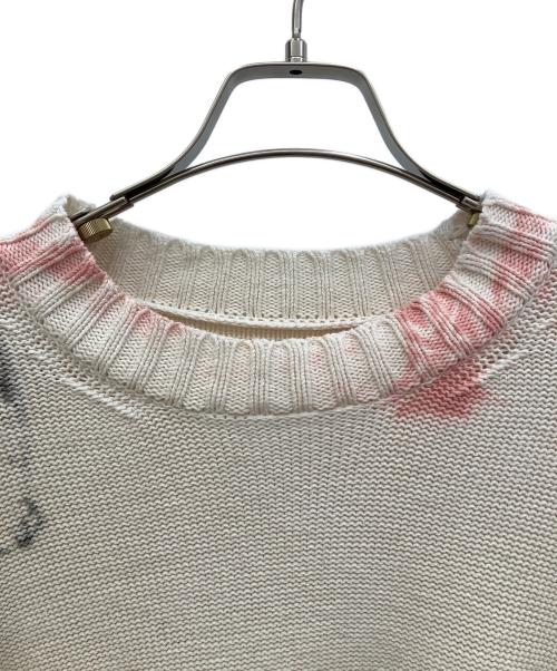 KAPITAL（キャピタル）KAPITAL (キャピタル) 5G Cotton Knit Dolman Sweater アイボリー×ピンク サイズ:1の古着・服飾アイテム