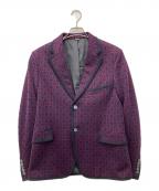 GUCCIグッチ）の古着「ホースビット総柄 テーラードジャケット」｜ネイビー×ボルドー