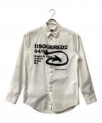 DSQUARED2ディースクエアード）の古着「マルチロゴ付きカジュアルシャツ」｜ホワイト