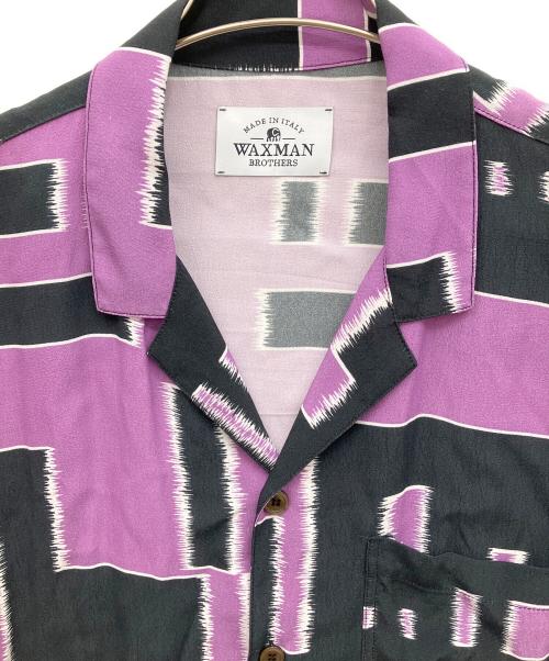 WAXMAN BROTHERS（ワックスマンブラザーズ）WAXMAN BROTHERS (ワックスマンブラザーズ) 総柄シャツ ブラック×パープル サイズ:Mの古着・服飾アイテム