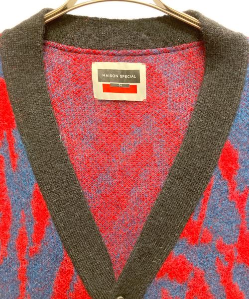MAISON SPECIAL（メゾンスペシャル）MAISON SPECIAL (メゾンスペシャル) ゼブラプライムオーバーモヘアニットカーデ レッド サイズ:1の古着・服飾アイテム