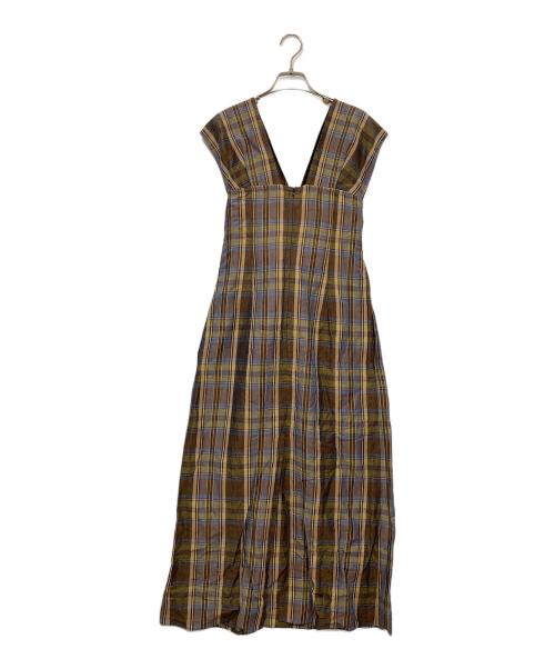 Lachement（ラシュモン）Lachement (ラシュモン) LINEN BACK RIBBON OP ブラウン サイズ:38の古着・服飾アイテム