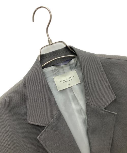 PUBLIC TOKYO（パブリックトウキョウ）PUBLIC TOKYO (パブリックトウキョウ) AQUA WOOLカルゼシングルジャケット グレー サイズ:3の古着・服飾アイテム