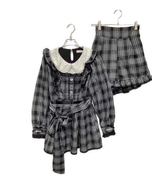 LIZ LISA（リズリサ）LIZ LISA (リズリサ) フリルエプロンセットアップ グレー×ブラックの古着・服飾アイテム