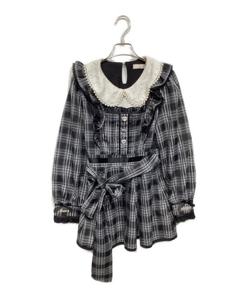 LIZ LISA（リズリサ）LIZ LISA (リズリサ) フリルエプロンセットアップ グレー×ブラックの古着・服飾アイテム