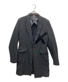 COMME des GARCONS HOMME PLUS（コムデギャルソンオムプリュス）の古着「ポリ縮絨ロングジャケット」｜ブラック