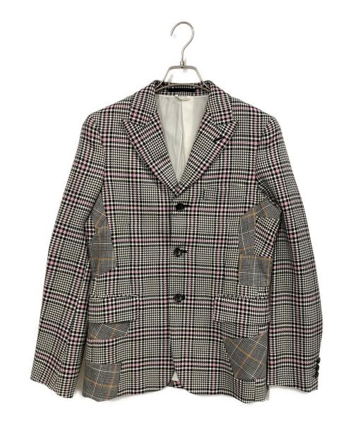 COMME des GARCONS HOMME PLUS（コムデギャルソンオムプリュス）COMME des GARCONS HOMME PLUS (コムデギャルソンオムプリュス) クレイジーチェックパターンジャケット ブラック×ピンク サイズ:XSの古着・服飾アイテム