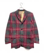 COMME des GARCONS HOMME PLUSコムデギャルソンオムプリュス）の古着「裁ち切りデザインブリーチ加工ジャケット」｜レッド×グリーン