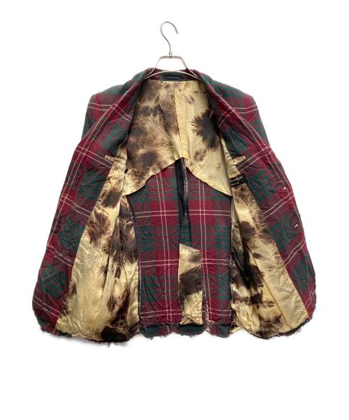 COMME des GARCONS HOMME PLUS（コムデギャルソンオムプリュス）COMME des GARCONS HOMME PLUS (コムデギャルソンオムプリュス) 裁ち切りデザインブリーチ加工ジャケット レッド×グリーン サイズ:SSの古着・服飾アイテム