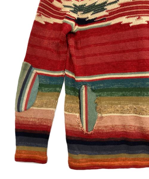 RRL（ダブルアールエル）RRL (ダブルアールエル) ネイティブ柄ショールカラーカーディガン レッド サイズ:XSの古着・服飾アイテム